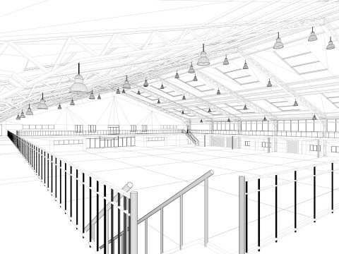 Warehouse interior and exterior 3D Model