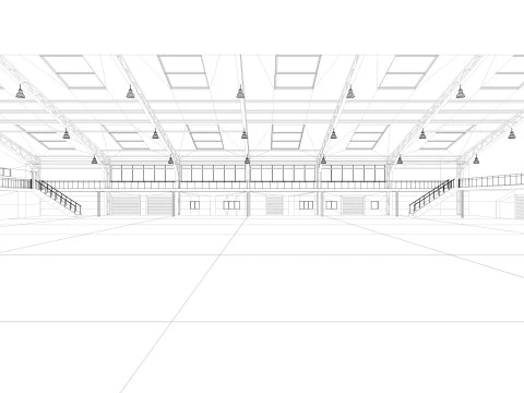 Warehouse interior and exterior 3D Model