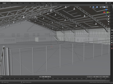Warehouse interior and exterior 3D Model