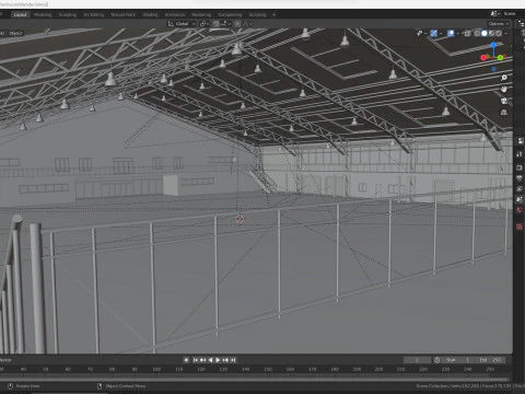 Warehouse interior and exterior 3D Model
