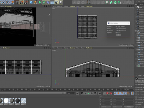 Warehouse interior and exterior 3D Model