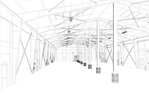 Warehouse 8 interior and exterior 3D Model