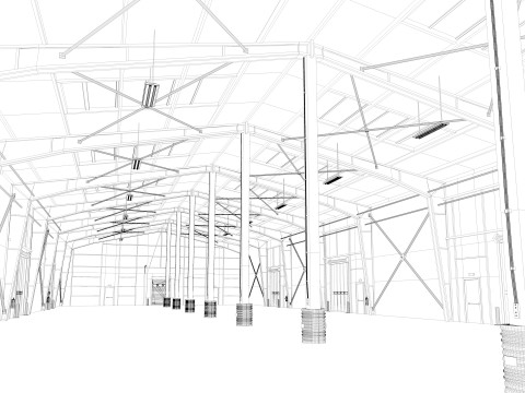 Warehouse 8 interior and exterior 3D Model