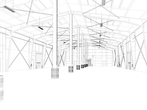 Warehouse 8 interior and exterior 3D Model