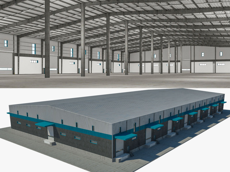 Warehouse 9 interior and exterior model 3D Model .c4d .max .obj .3ds .fbx .stl .blend 