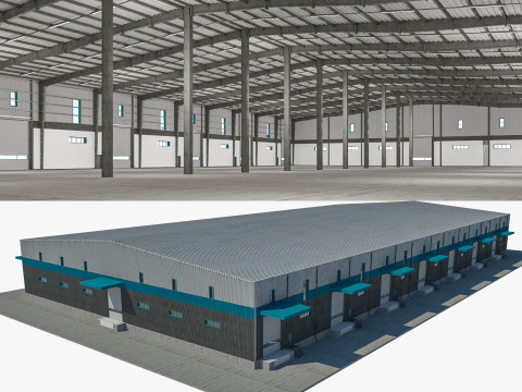Warehouse 9 interior and exterior model 3D Model