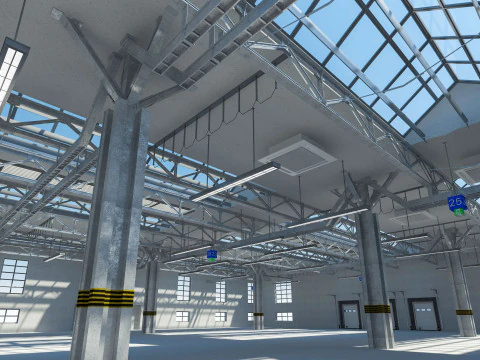Warehouse interior and exterior 3 3D Model