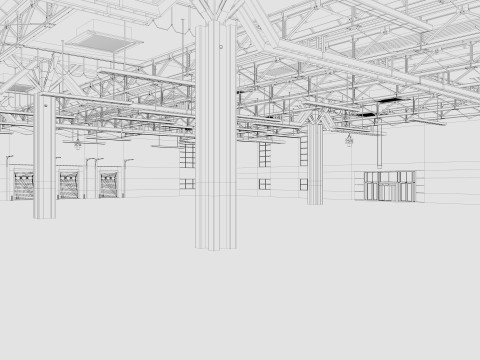 Warehouse interior and exterior 3 3Dモデル