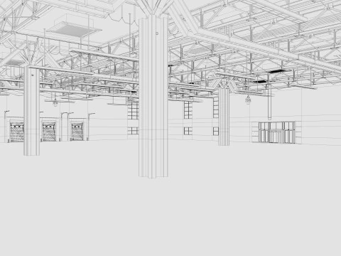 Warehouse interior and exterior 3 3D Model