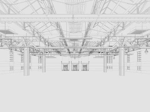 Warehouse interior and exterior 3 3D Model