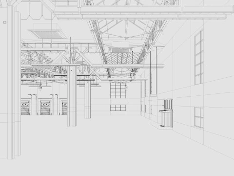Warehouse interior and exterior 3 3D Model
