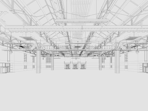 Warehouse interior and exterior 3 3D Model