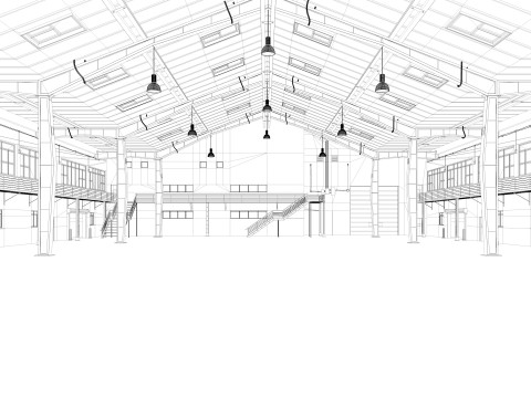 Warehouse interior and exterior 2 3D मॉडल