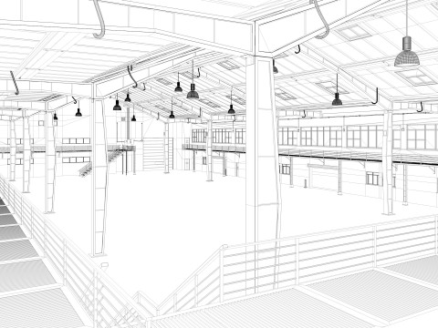 Warehouse interior and exterior 2 3D मॉडल