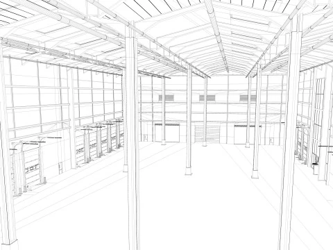 Warehouse Logistic interior and exterior 3D Model