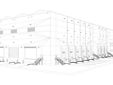 Warehouse Logistic interior and exterior 3D Model