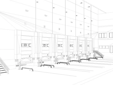 Warehouse Logistic interior and exterior 3D Model