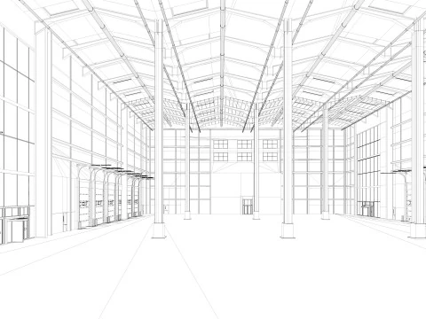 Warehouse Logistic interior and exterior 3D Model