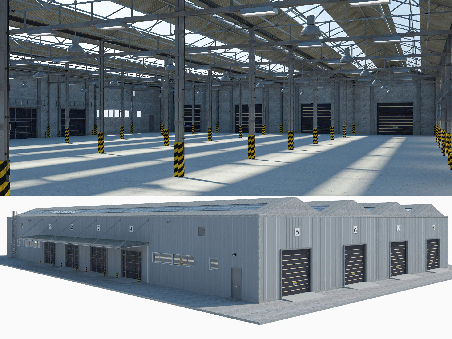 Warehouse Logistic 3 interior and exterior 3D Model .c4d .max .obj .3ds .fbx .stl .blend 