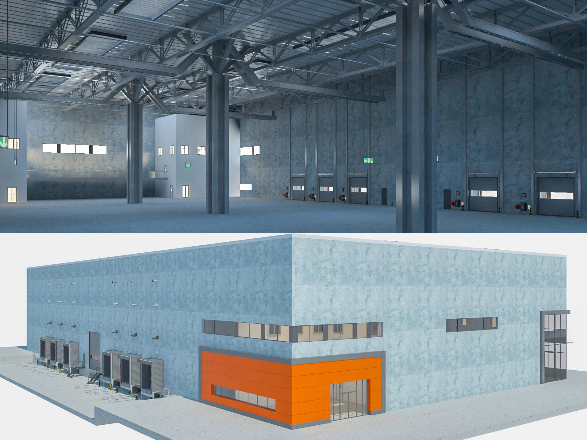 Warehouse Logistic 5 interior and exterior 3D Model .c4d .max .obj .3ds .fbx .stl .blend 