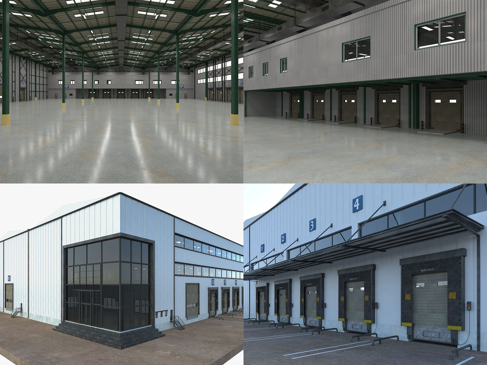 Warehouse Logistic 6 interior and exterior 3D Model .c4d .max .obj .3ds .fbx .stl .blend