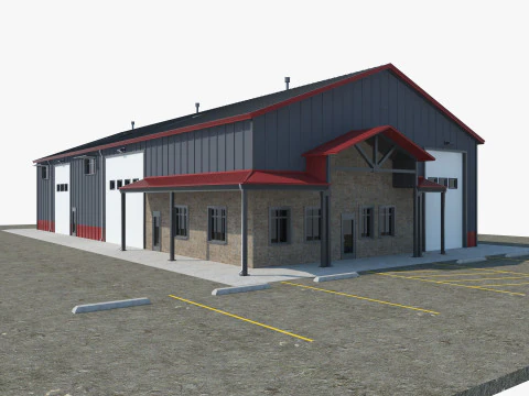 Warehouse Office interior and exterior 3D Model