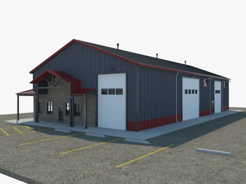Warehouse Office interior and exterior 3D Model