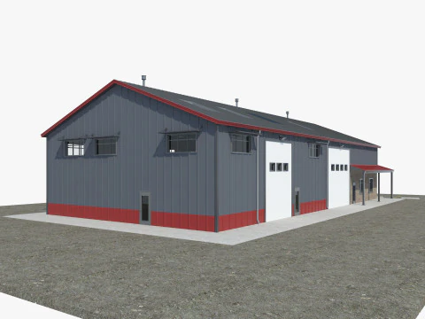Warehouse Office interior and exterior 3D Model