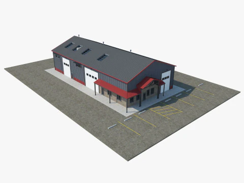 Warehouse Office interior and exterior 3D Model