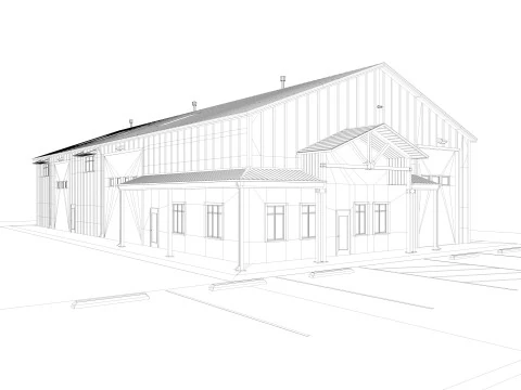 Warehouse Office interior and exterior 3D Model