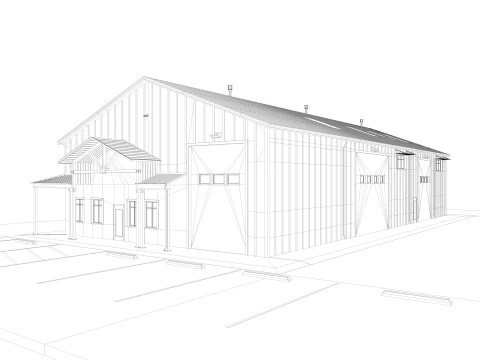 Warehouse Office interior and exterior 3D Model