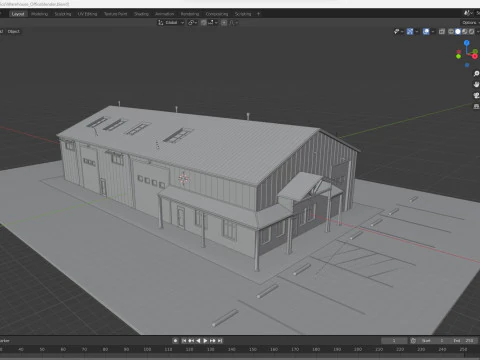 Warehouse Office interior and exterior 3D Model