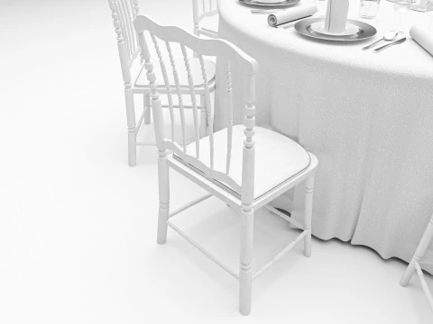 Wedding Hall Banquet Table 3D Model