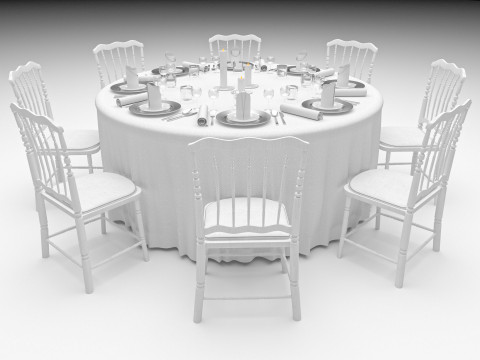 Wedding Hall Banquet Table Modelo 3D