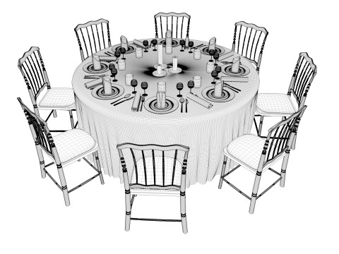 Wedding Hall Banquet Table Modelo 3D