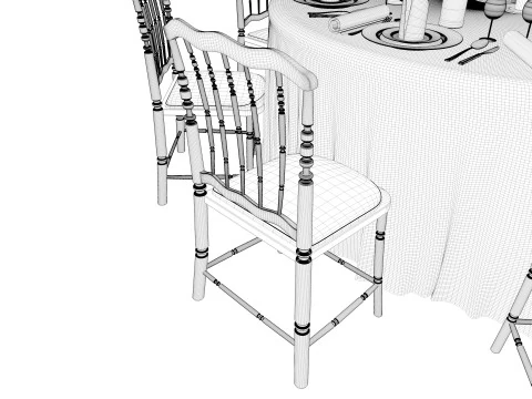 Wedding Hall Banquet Table 3D Model