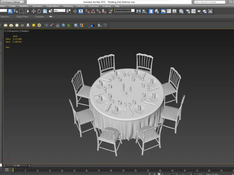 Wedding Hall Banquet Table 3D Model