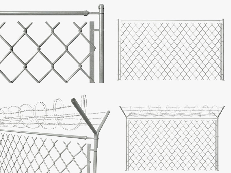 Chain Link Wire Fence Modelo 3D .c4d .max .obj .3ds .fbx .stl .blend