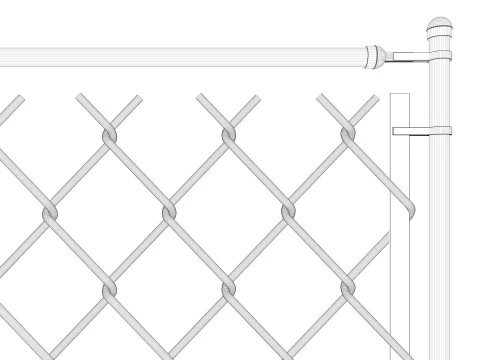Chain Link Wire Fence 3D Model