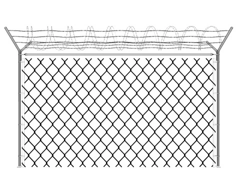 Chain Link Wire Fence 3D Model