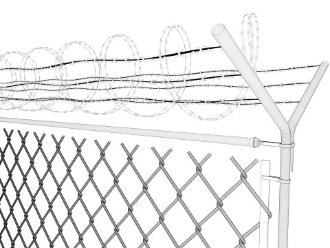Chain Link Wire Fence 3D Model