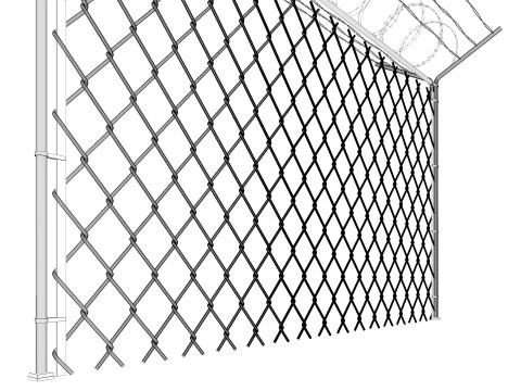 Chain Link Wire Fence 3D Model