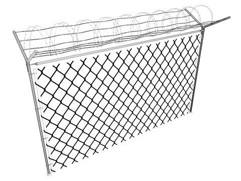 Chain Link Wire Fence 3D Model