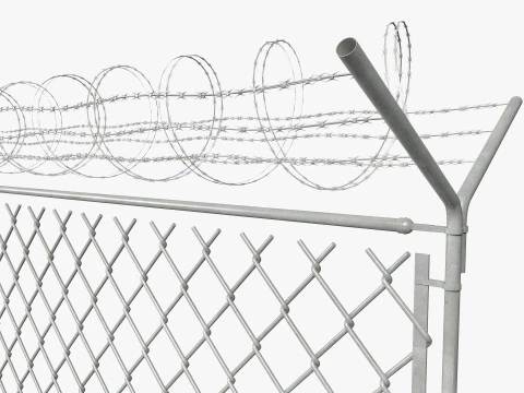 Chain Link Wire Fence 3D Model