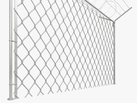 Chain Link Wire Fence 3D Model