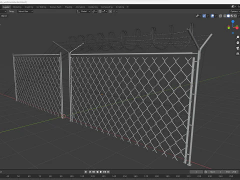 Chain Link Wire Fence 3D Model