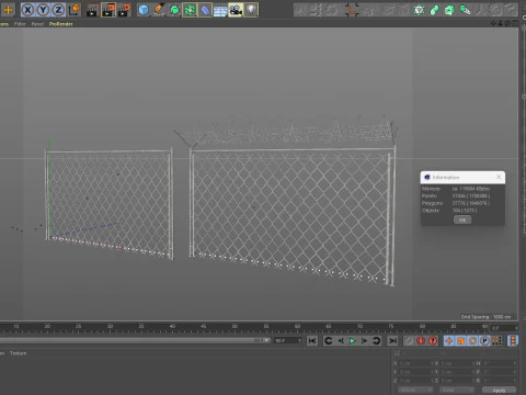 Chain Link Wire Fence 3D Model