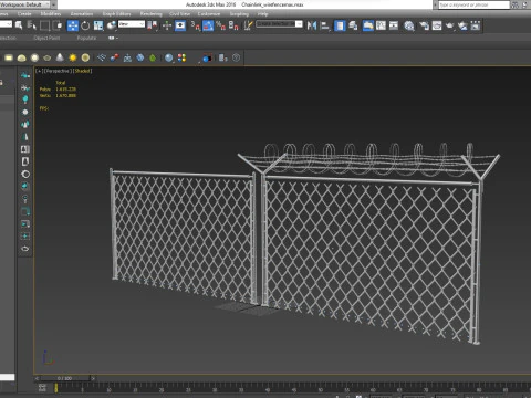 Chain Link Wire Fence 3D Model