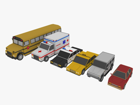 Cartoon Cars Low-poly 3D-Modell
