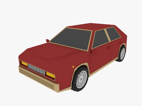 Auto dei cartoni animati a basso numero di poligoni Modello 3D